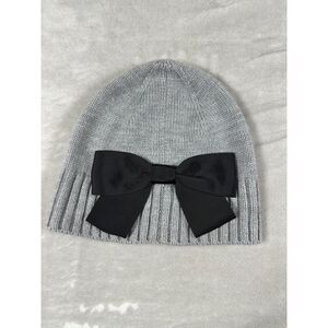 Kate Spade Gray Beanie with Black Bow